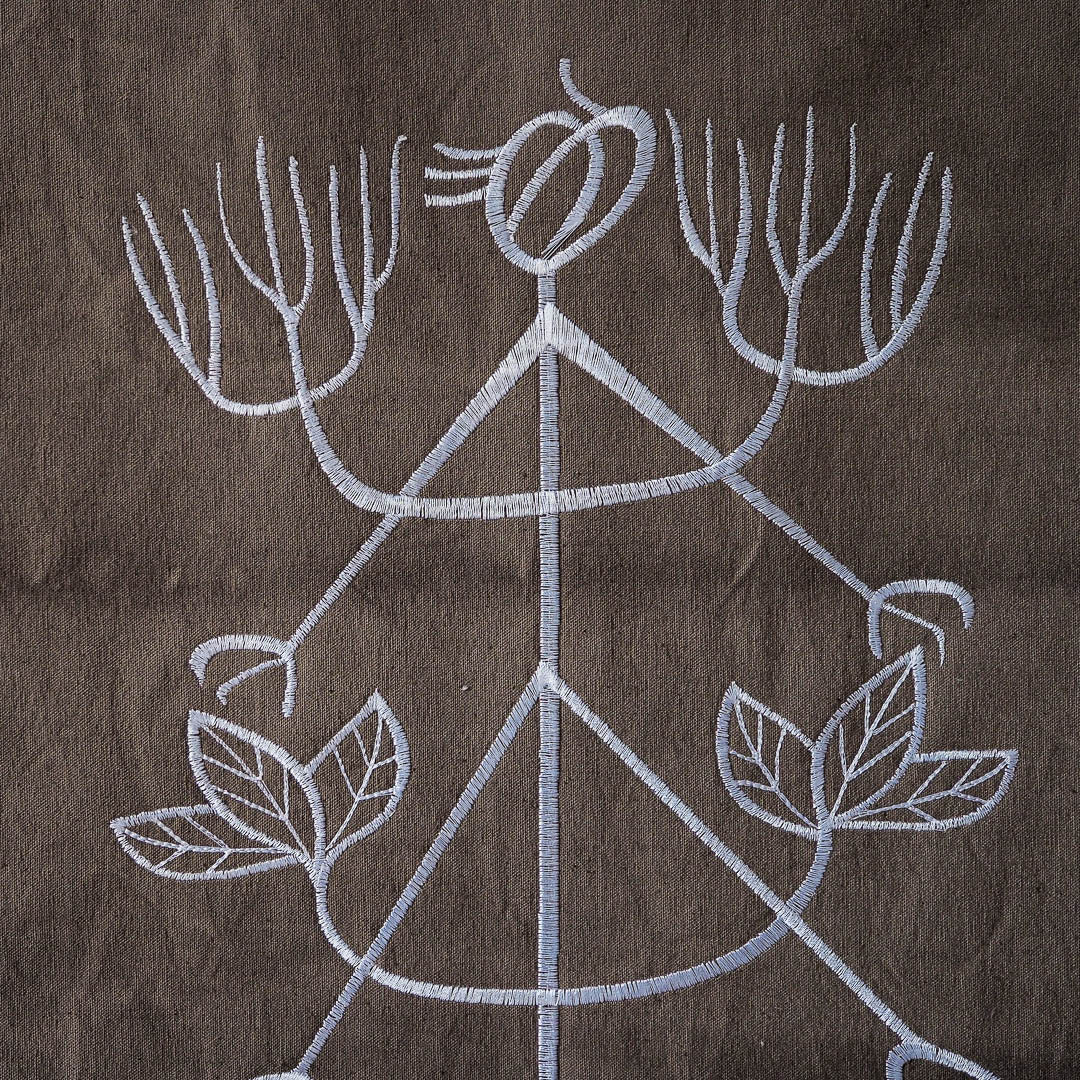 Puerh Dyed Scroll with Tea Embroidery
