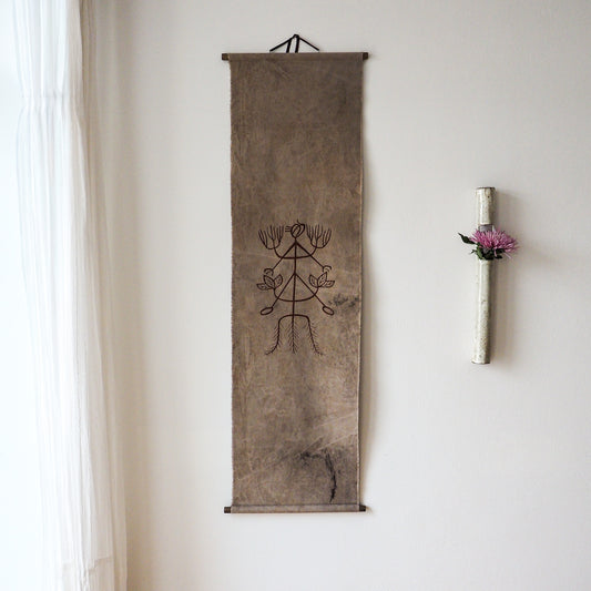 Puerh Dyed Scroll with Tea Embroidery