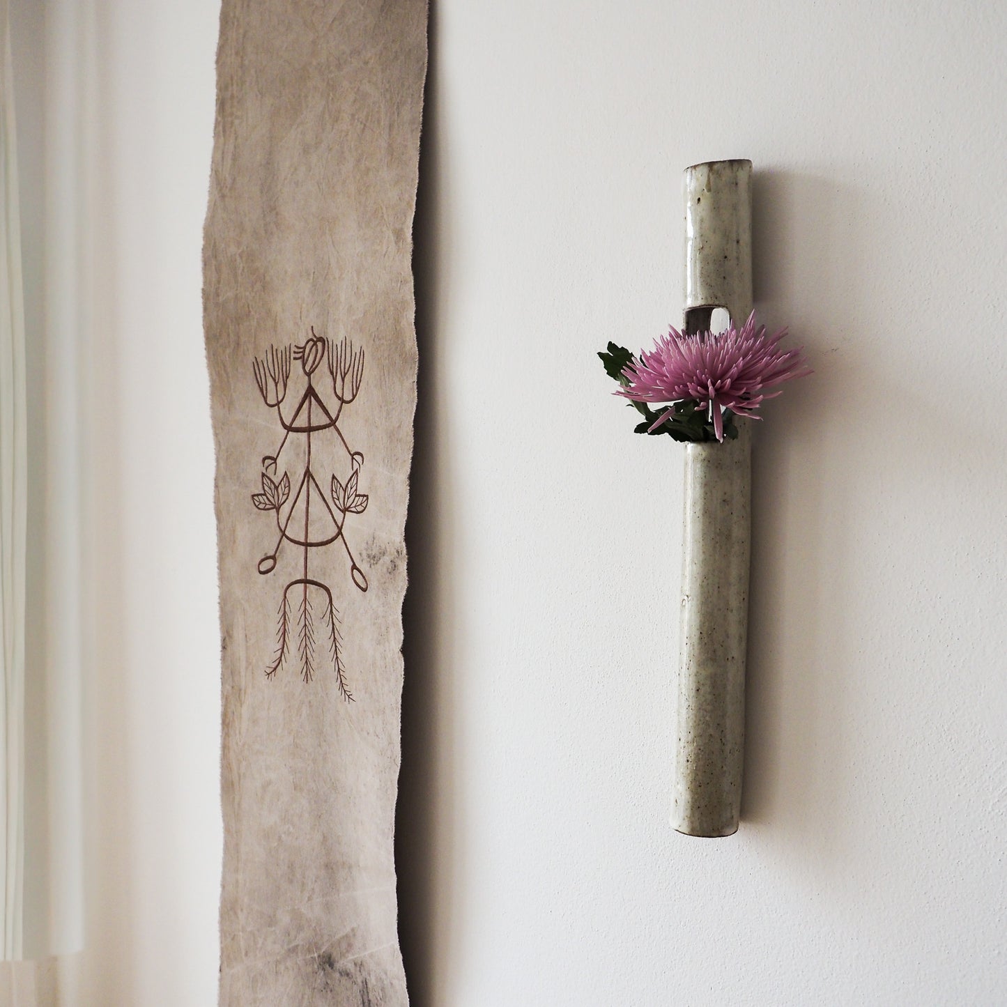 Puerh Dyed Scroll with Tea Embroidery