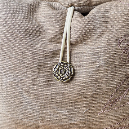 Tea-Dyed Travel Bag With Camellia Sinensis Embroidery