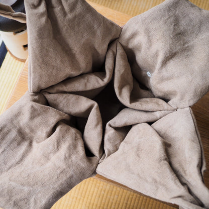 Tea-Dyed Travel Bag With Camellia Sinensis Embroidery