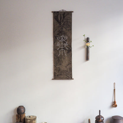 Puerh Dyed Scroll with Tea Embroidery