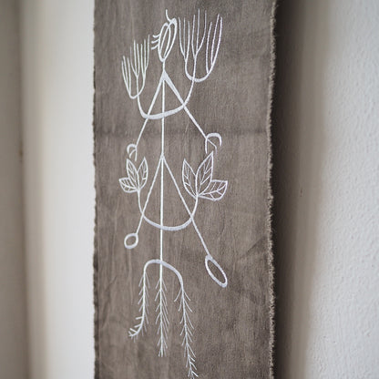 Puerh Dyed Scroll with Tea Embroidery